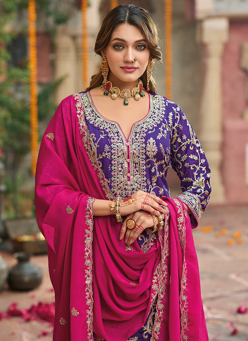 "Royal Riwaayat Purple Embroidered Suit"