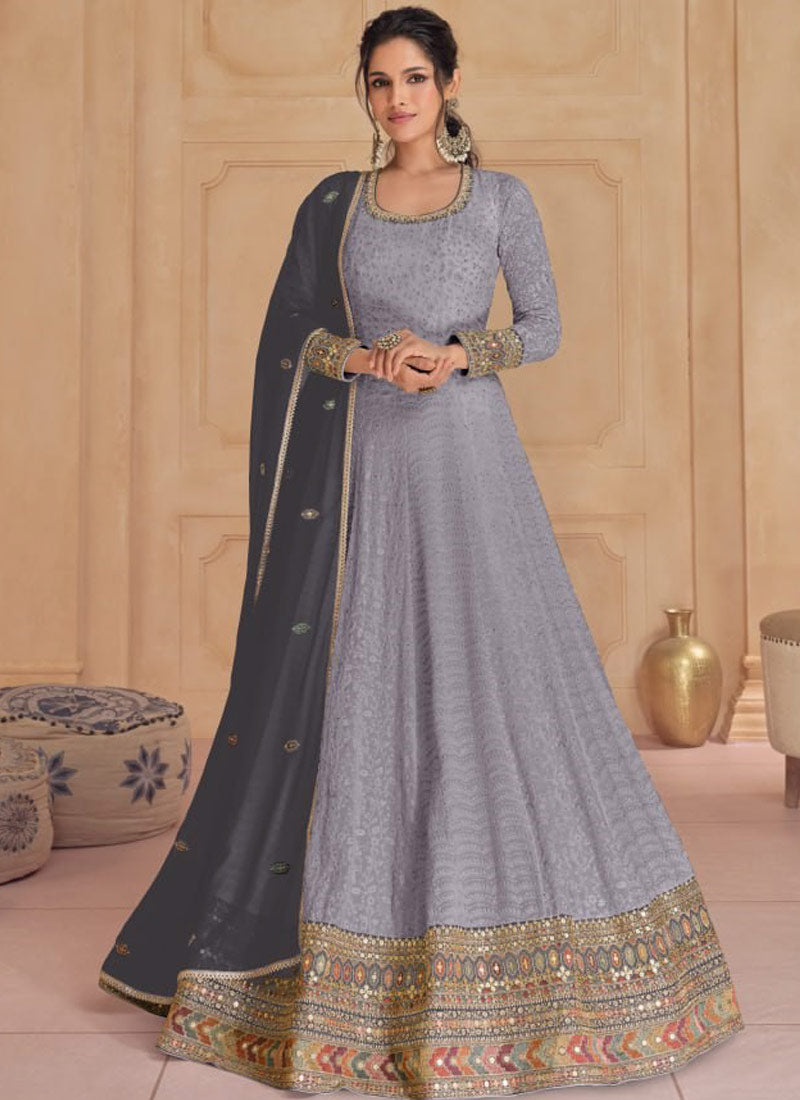 "Silver Dust Glamour Anarkali Suit"
