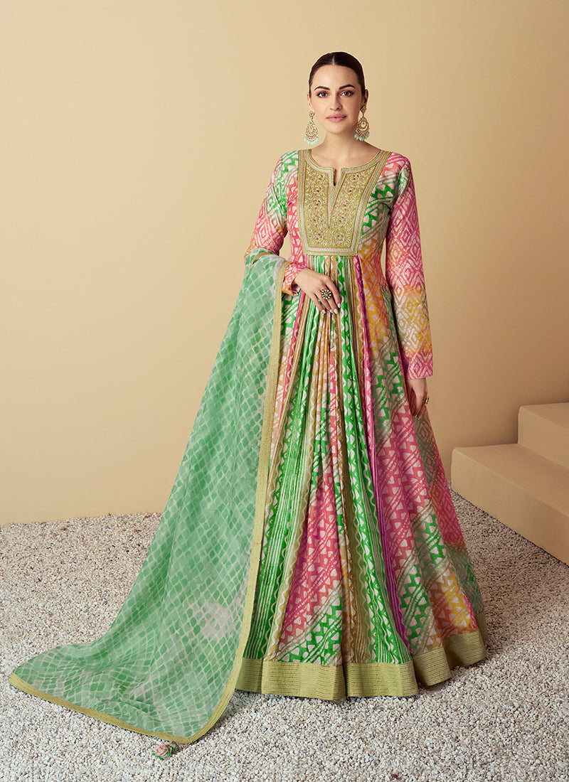 "Rose Garden Breeze Printed Anarkali"