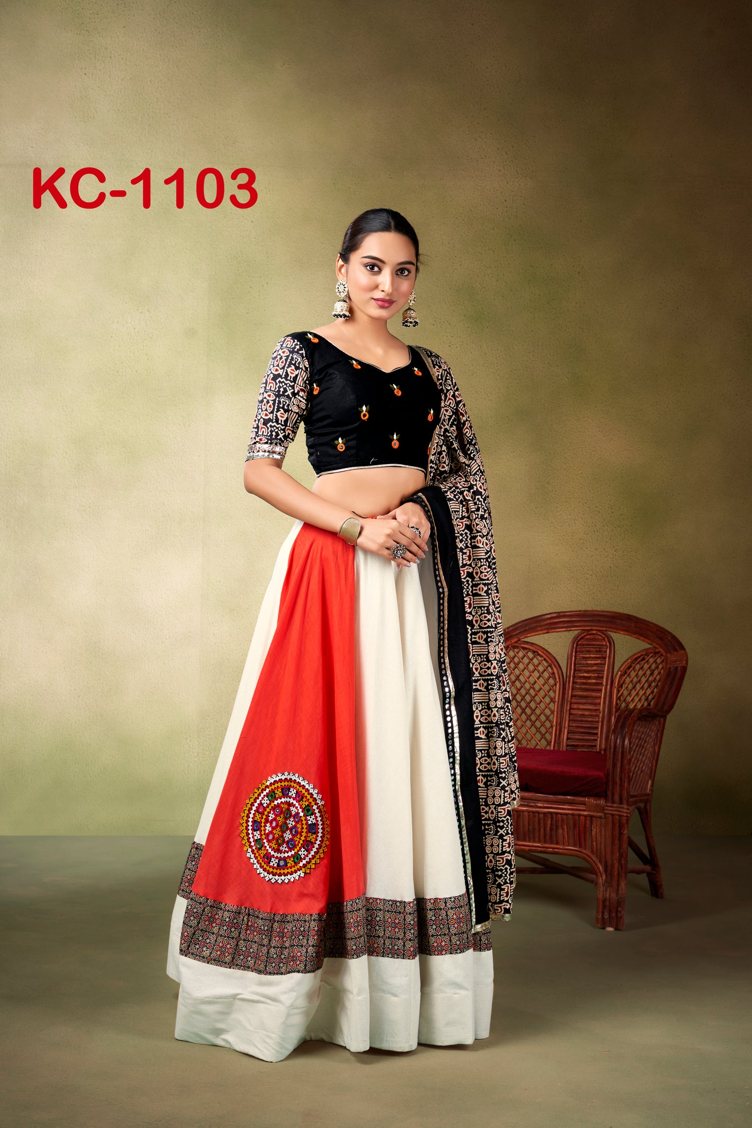 Delight crimson with Dream Orange Chaniya Choli