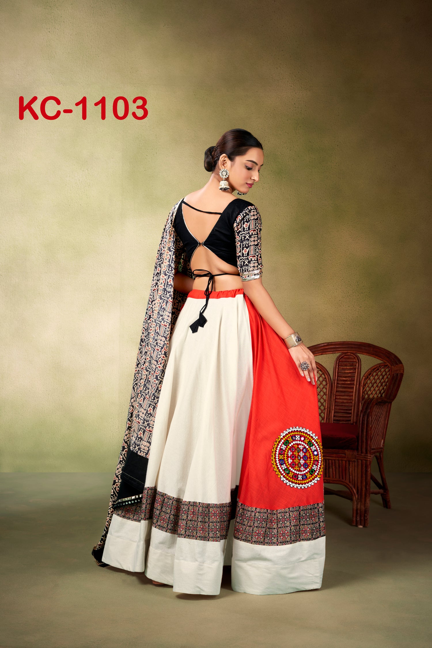 Delight crimson with Dream Orange Chaniya Choli