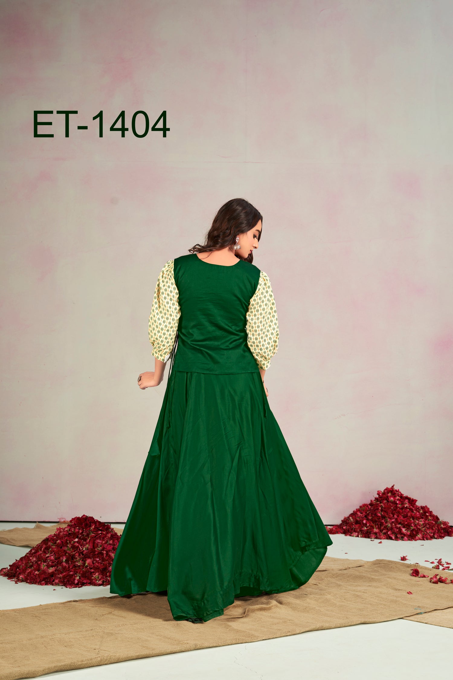Dark Green With Bright Cream Lehenga Choli